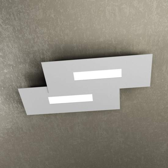 Plafoniera Moderna Rett. 2 Moduli Wally Metallo Grigio 2 Luci 2G11 52Cm 1138_M1-GR