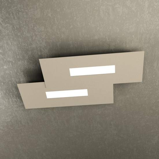 Plafoniera Moderna Rett. 2 Moduli Wally Metallo Sabbia 2 Luci 2G11 52Cm 1138_M1-SA