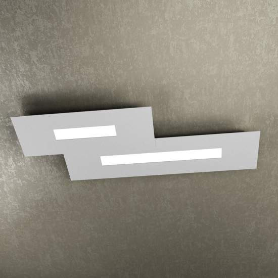 Plafoniera Moderna Rett. 2 Moduli Wally Metallo Grigio 2 Luci 2G11 71Cm 1138_M2-GR