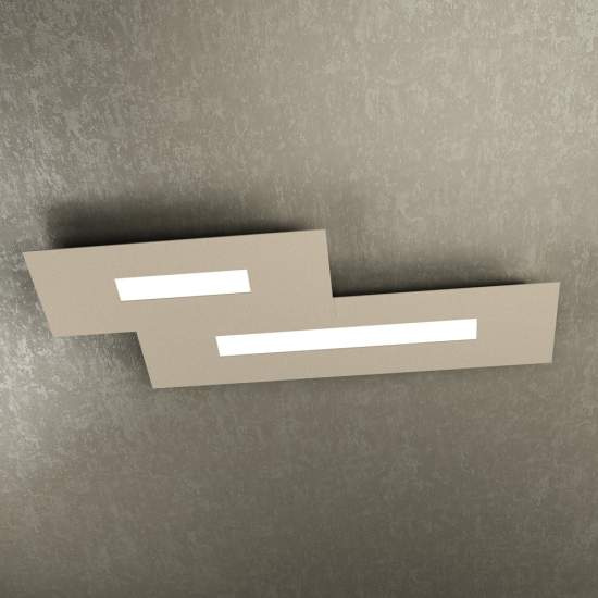Plafoniera Moderna Rett. 2 Moduli Wally Metallo Sabbia 2 Luci 2G11 71Cm 1138_M2-SA