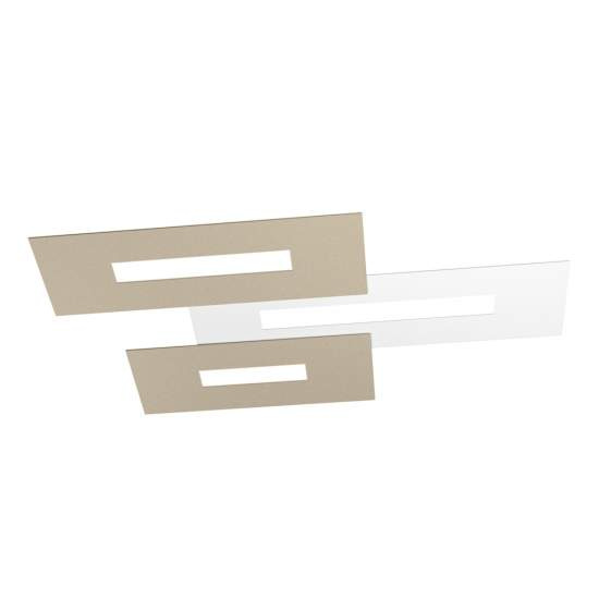 Plafoniera Moderna Rett. 3 Moduli Wally Metallo Bianco E Sabbia 3 Luci 2G11 80Cm 1138_M3-BS