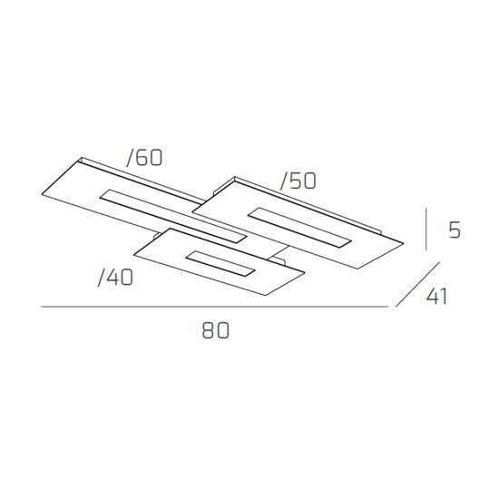 Plafoniera Moderna Rett. 3 Moduli Wally Metallo Sabbia 3 Luci 2G11 80Cm 1138_M3-SA