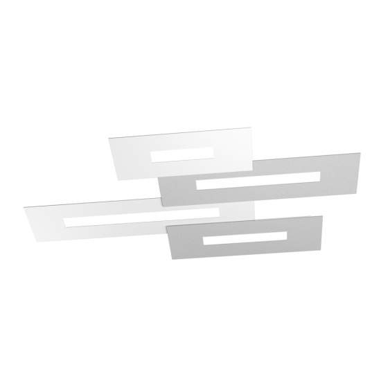 Plafoniera Moderna Rett. 3 Moduli Wally Metallo Bianco Grigio 4 Luci 2G11 102Cm 1138_M4-BG