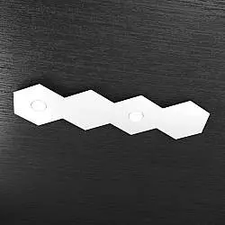 Plafoniera Moderna 4 Moduli Hexagon Metallo Bianco 2 Luci Led 12X2W