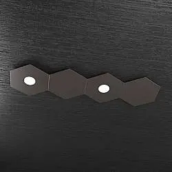 Plafoniera Moderna 4 Moduli Hexagon Metallo Marrone 2 Luci Led 12X2W