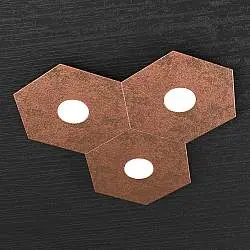 Plafoniera Moderna Hexagon Metallo Foglia Rame 3 Luci Led 12X3W
