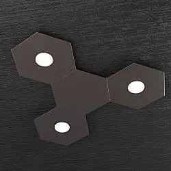 Plafoniera Moderna 4 Moduli Hexagon Metallo Marrone 3 Luci Led 12X3W
