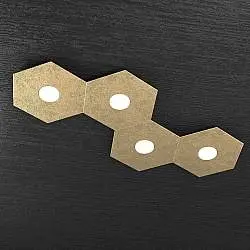 Plafoniera Moderna Hexagon Metallo Foglia Oro 4 Luci Led 12X4W