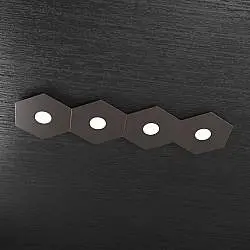 Plafoniera Moderna Hexagon Metallo Marrone 4 Luci Led 12X4W