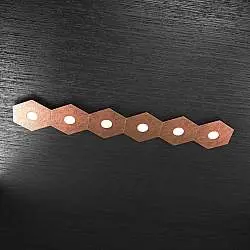 Plafoniera Moderna Hexagon Metallo Foglia Rame 6 Luci Led 12X6W