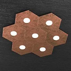 Plafoniera Moderna Hexagon Metallo Foglia Rame 7 Luci Led 12X7W