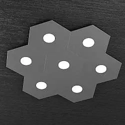 Plafoniera Moderna Hexagon Metallo Grigio Antracite 7 Luci Led 12X7W