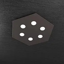 Plafoniera Moderna Esagonale Hexagon Metallo Marrone 6 Luci Led 12X6W