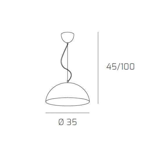 Sospensione Contemporanea Cup Metallo Grigio 1 Luce E27 D.35Cm 1144_S35-GR