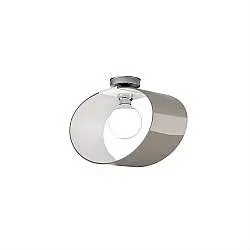 Plafoniera Moderna Lap Metallo Bianco E Vetro Tortora 1 Luce E27 42Cm