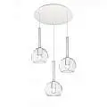 Sospensione Contemp. Rosone Tondo Future Met. Bianco Vetro Trasp. 3 Luci E27 1155BI_S3TP-TR