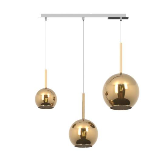 Sospensione Contemp. Rett. Future Metallo Cromo Vetro Oro 3 Luci E27 1155CR_S3RMIX-OR