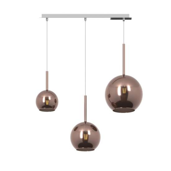 Sospensione Contemp. Rett. Future Metallo Cromo Vetro Rame 3 Luci E27 1155CR_S3RMIX-RA
