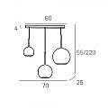 Sospensione Contemp. Rett. Future Metallo Cromo Vetro Rame 3 Luci E27 1155CR_S3RMIX-RA