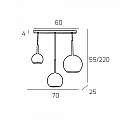 Sospensione Contemp. Rett. Future Metallo Cromo Vetro Trasp. E Ambra 3 Luci E27 1155CR_S3RMIX-TA