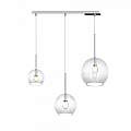 Sospensione Contemp. Rett. Future Metallo Cromo Vetro Trasparente 3 Luci E27 1155CR_S3RMIX-TR