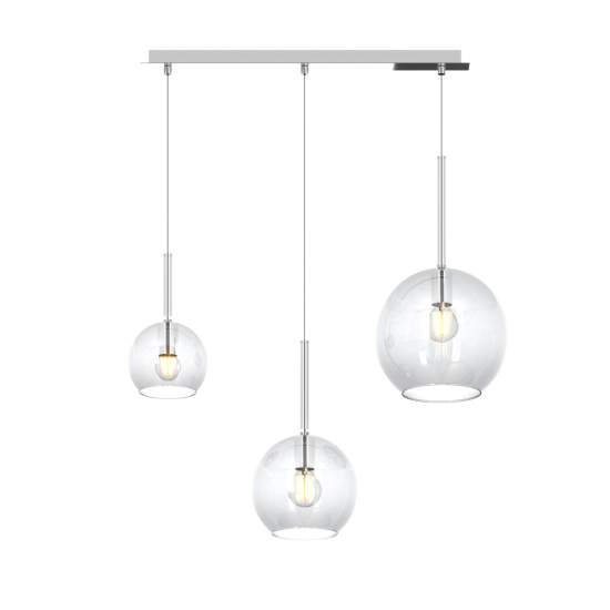 Sospensione Contemp. Rett. Future Metallo Cromo Vetro Trasparente 3 Luci E27 1155CR_S3RMIX-TR