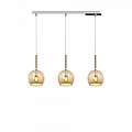 Sospensione Contemporanea Rosone Rett. Future Met. Cromo Vetro Ambra 3 Luci E27 1155CR_S3RP-AM