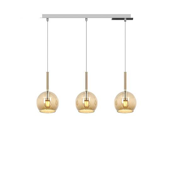Sospensione Contemporanea Rosone Rett. Future Met. Cromo Vetro Ambra 3 Luci E27 1155CR_S3RP-AM