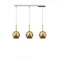 Sospensione Contemporanea Rosone Rett. Future Metallo Cromo Vetro Oro 3 Luci E27 1155CR_S3RP-OR