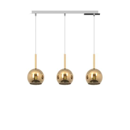 Sospensione Contemporanea Rosone Rett. Future Metallo Cromo Vetro Oro 3 Luci E27 1155CR_S3RP-OR