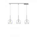Sospensione Contemporanea Rosone Rett. Future Met. Cromo Vetro Trasp. 3 Luci E27 1155CR_S3RP-TR