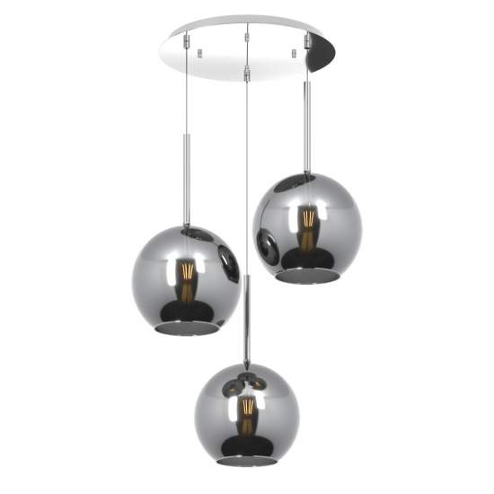Sospensione Contemp. Rosone Tondo Future Met. Cromo Vetro Cromo 3 Luci E27 D52Cm 1155CR_S3TG-CR
