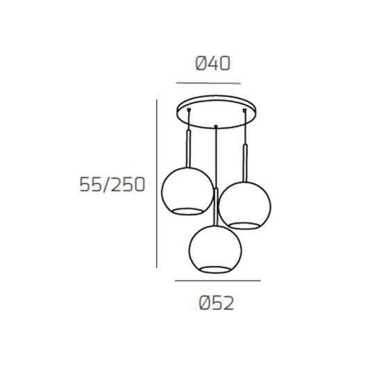Sospensione Contemp. Rosone Tondo Future Met. Cromo Vetro Cromo 3 Luci E27 D52Cm 1155CR_S3TG-CR