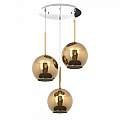 Sospensione Contemp. Rosone Tondo Future Met. Cromo Vetro Oro 3 Luci E27 D52Cm 1155CR_S3TG-OR