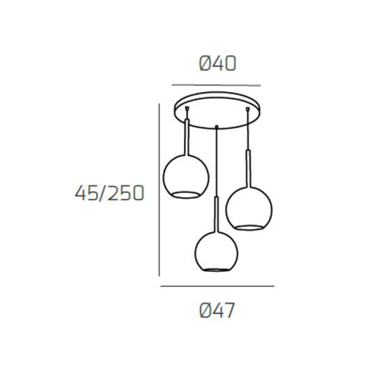 Sospensione Contemp. Rosone Tondo Future Met. Cromo Vetro Cromo 3 Luci E27 D47Cm 1155CR_S3TM-CR