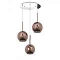 Sospensione Contemp. Rosone Tondo Future Met. Cromo Vetro Rame 3 Luci E27 D47Cm 1155CR_S3TM-RA