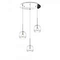 Sospensione Contemp. Rosone Tondo Future Met. Cromo Vetro Trasp. 3 Luci E27 42Cm 1155CR_S3TP-TR