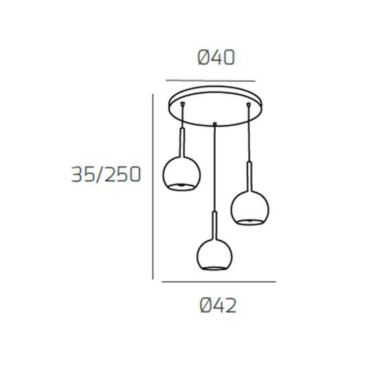 Sospensione Contemp. Rosone Tondo Future Met. Cromo Vetro Trasp. 3 Luci E27 42Cm 1155CR_S3TP-TR