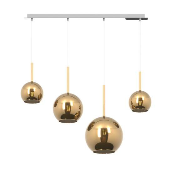 Sospensione Contemp. Rett. Future Metallo Cromo Vetro Oro 4 Luci E27 1155CR_S4RMIX-OR