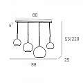Sospensione Contemp. Rett. Future Metallo Cromo Vetro Oro 4 Luci E27 1155CR_S4RMIX-OR