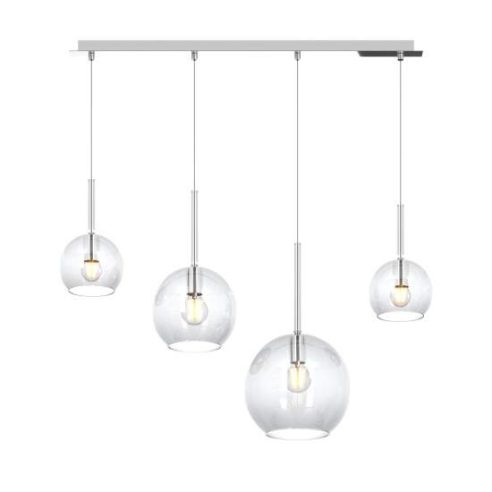Sospensione Contemp. Rett. Future Metallo Cromo Vetro Trasparente 4 Luci E27 1155CR_S4RMIX-TR