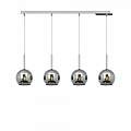Sospensione Contemp. Rosone Rett. Future Metallo Cromo Vetro Cromo 4 Luci E27 1155CR_S4RP-CR