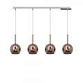 Sospensione Contemp. Rosone Rett. Future Metallo Cromo Vetro Rame 4 Luci E27 1155CR_S4RP-RA