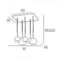 Sospensione Contemp. Rett. Future Metallo Cromo Vetro Oro 5 Luci E27 1155CR_S5RMIX-OR