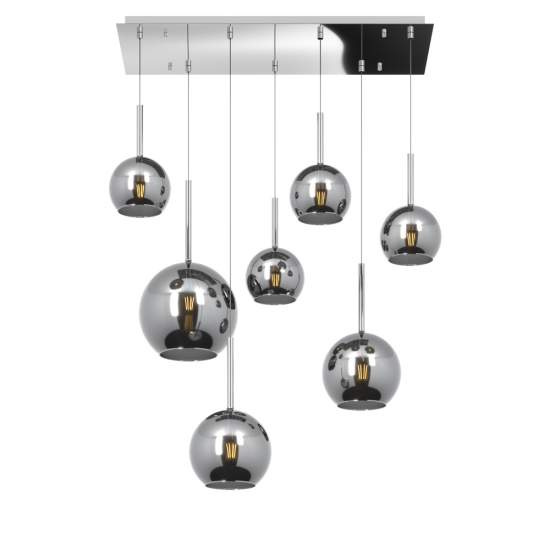 Sospensione Contemp. Rett. Future Metallo Cromo Vetro Cromo 7 Luci E27 1155CR_S7RMIX-CR