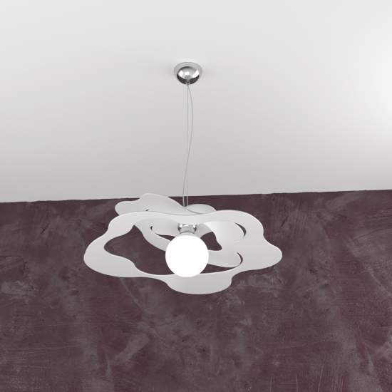 Sospensione Moderna Ripples Metallo Bianco 1 Luce E27 D.50Cm 1158_S50-BI