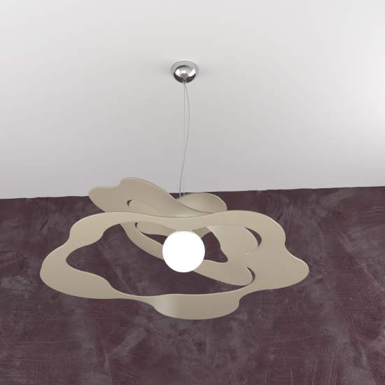 Sospensione Moderna Ripples Metallo Sabbia 1 Luce E27 D.70Cm 1158_S70-SA