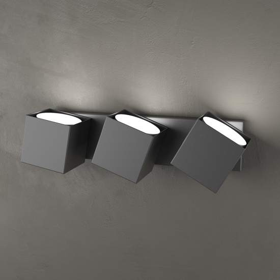 Applique Moderna Rotation Metallo Grigio Antracite 3 Luci Gx53 1160_3-GA