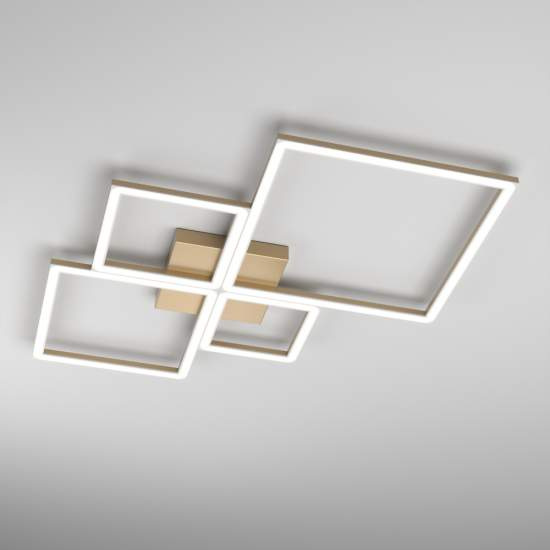 Plafoniera Moderna Quadrata Four Squares Alluminio Oro Led 90W 1162_70-GO