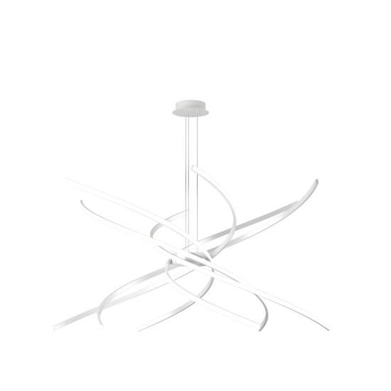 Sospensione Moderna Tornado Alluminio Bianco Led 88W D.100Cm Luce Calda 1163_S100C-BI